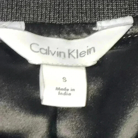 Calvin Klein Bomber Jacket Mens Small Gray Knit Lined Inside Pocket Stretch - Picture 3 of 16